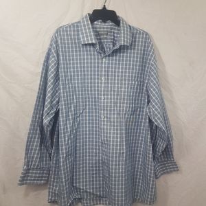 Micheal Kors Big Fit Blue Plaid Button Down Shirt